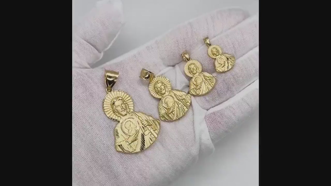 14k Gold Matte San Judas Half Body Necklace