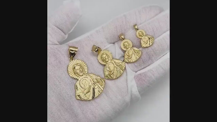 14k Gold Matte San Judas Half Body Necklace