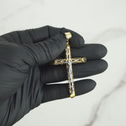 10k & 14k Gold Relic INRI Two-Tone Crucifix Cross Pendant