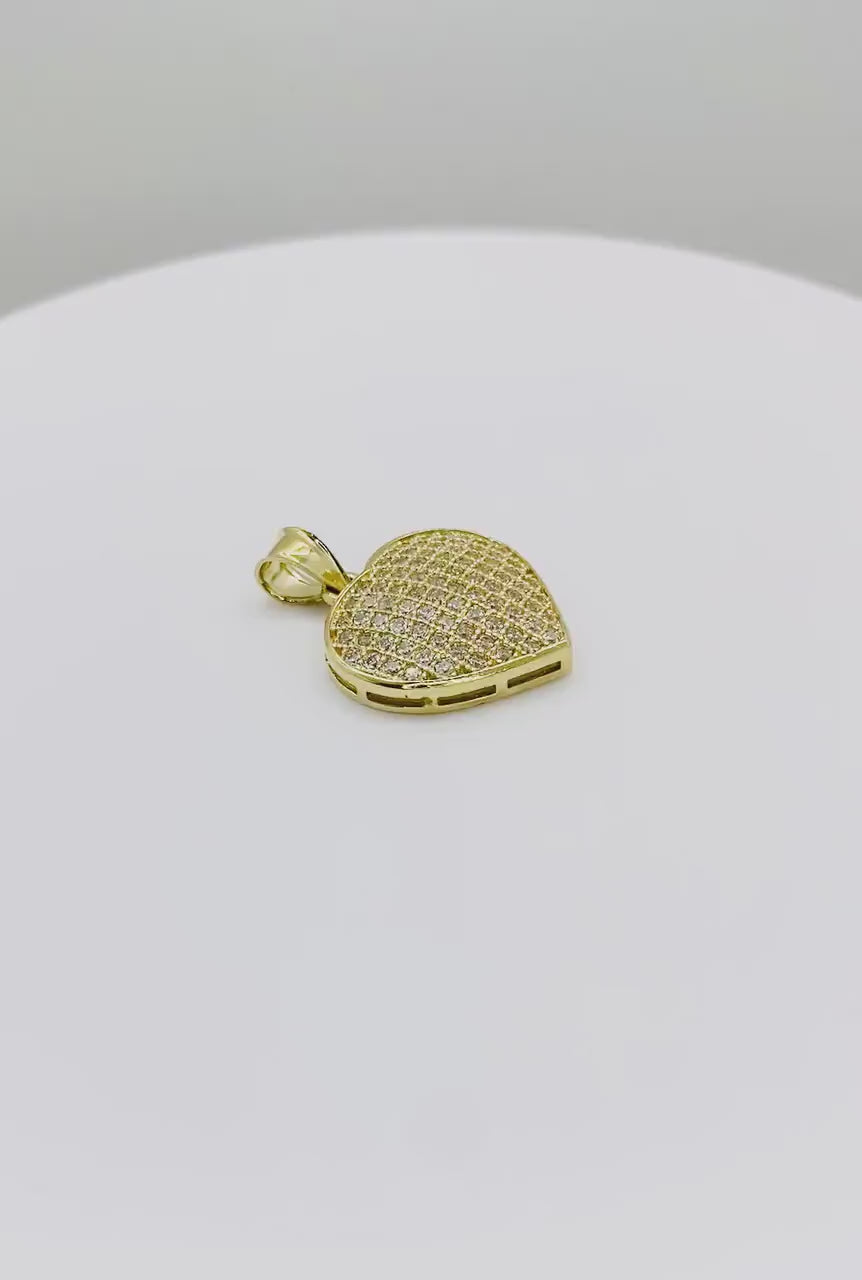 10k Gold Frida Convex Heart White CZ Pendant Necklace