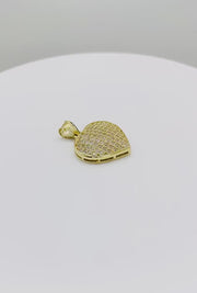 10k Gold Frida Convex Heart White CZ Pendant Necklace