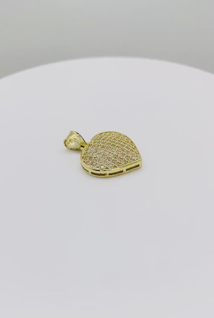 10k Gold Frida Convex Heart White CZ Pendant Necklace