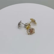 14k Gold Virgin Mary Royal Crown Stud Earrings
