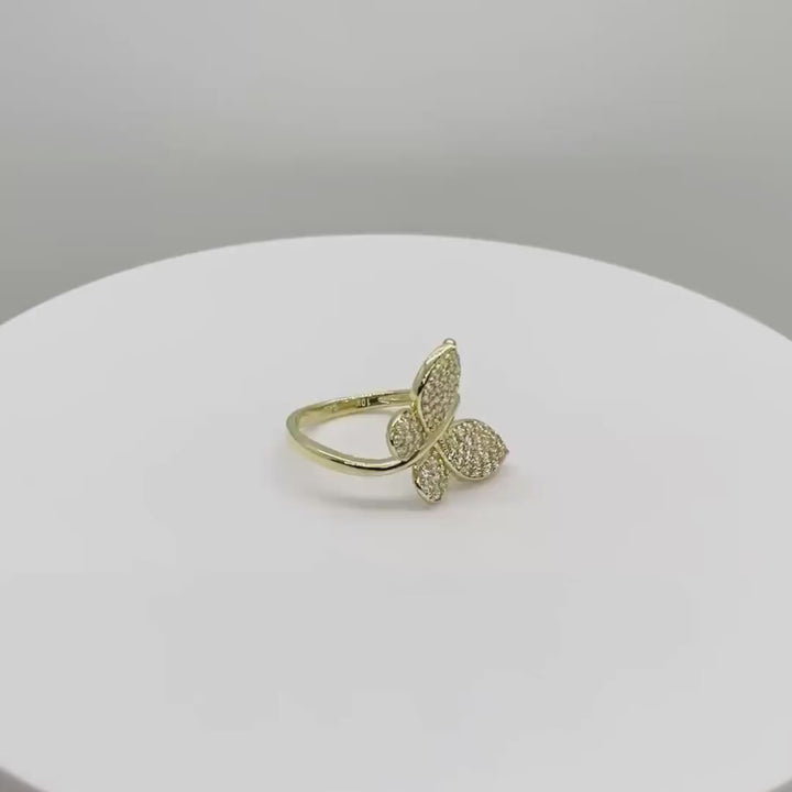 10k Gold Gleam Butterfly CZ Curve Ring