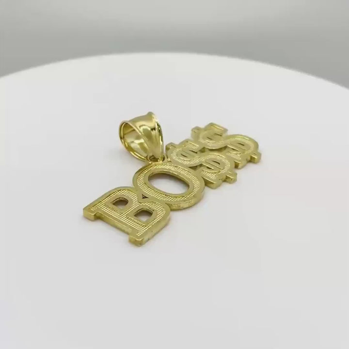 10k Gold "BOSS" Classic Pendant Necklace
