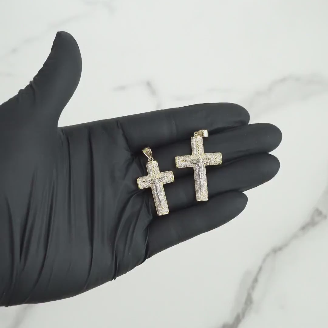 10k & 14k Gold Yelca Crucifix Cross CZ Pendant Necklace