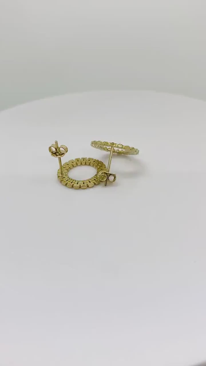 10k Gold Rollie Round Stud Earrings