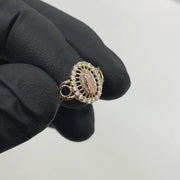 10k & 14k Gold Halo Virgin Mary Tri-color Oval CZ Ring