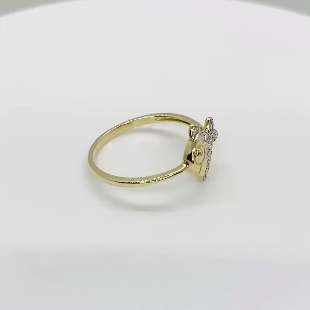 14k Gold Tinie Fish CZ Ring