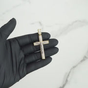 10k & 14k Gold Hermo Iced Crucifix Cross CZ Pendant Necklace