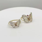 14k Gold Heir Butterfly CZ Ring