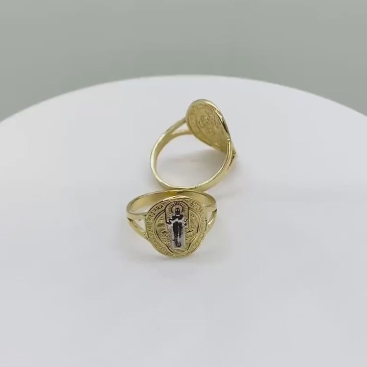 14k Gold Classic Saint Benedict Ring (Two-Tone)