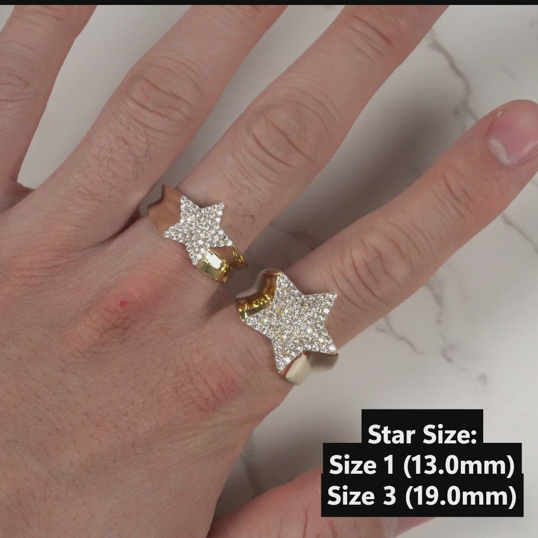 10k & 14k Gold Iced Star Shaped CZ Ring