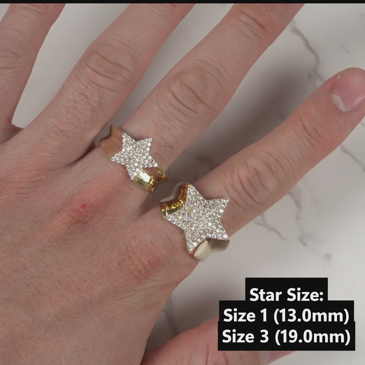 10k & 14k Gold Iced Star Shaped CZ Ring
