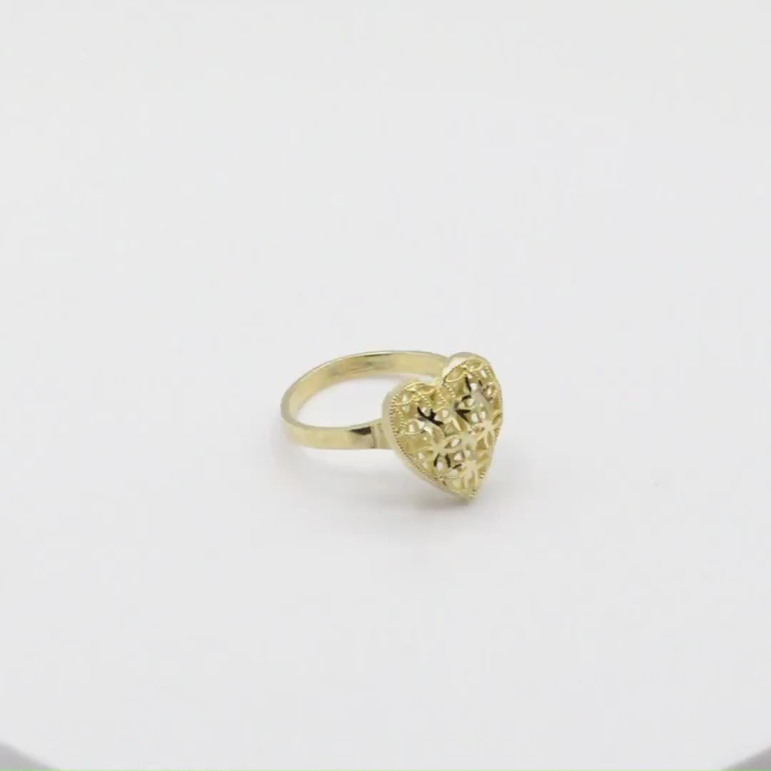 10k Gold Lattice Heart Ring