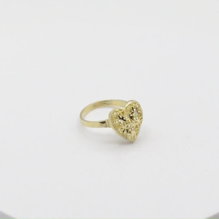 10k Gold Lattice Heart Ring