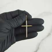 10k & 14k Gold Classic Tube Cross Pendant (Yellow Gold)