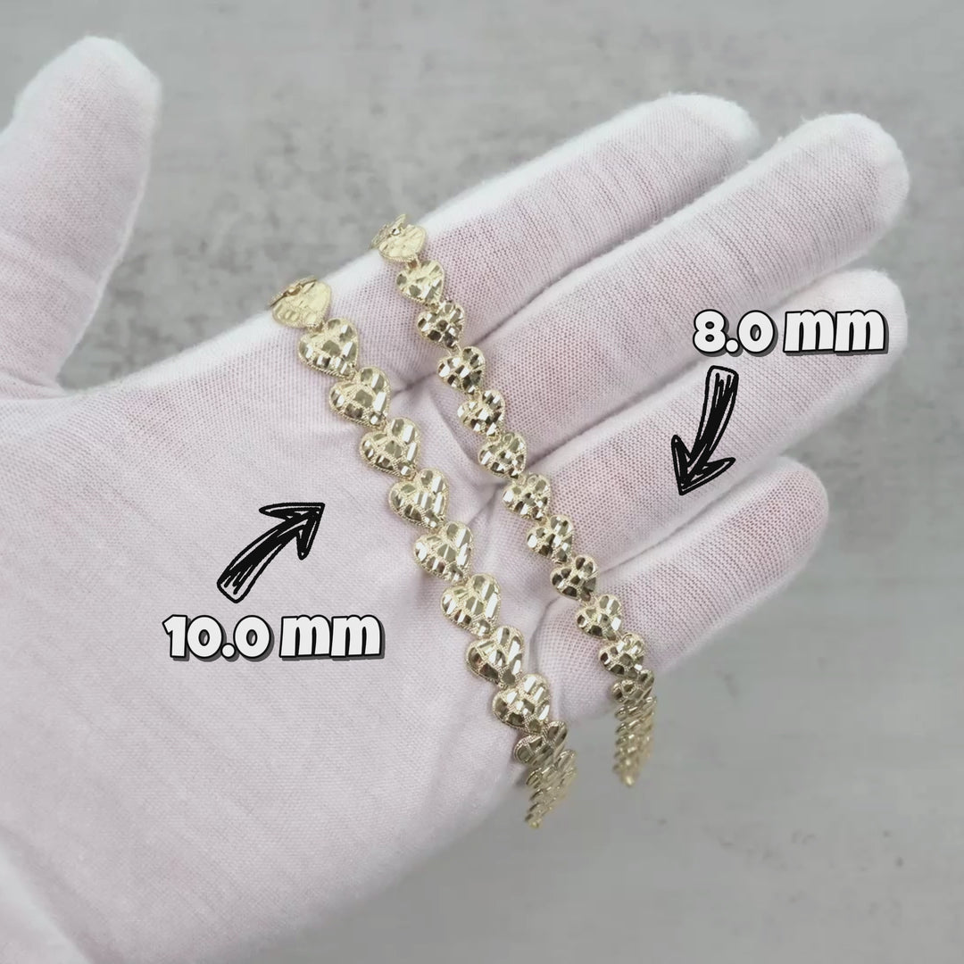 10k & 14k Gold Concave Nugget Heart Bracelet
