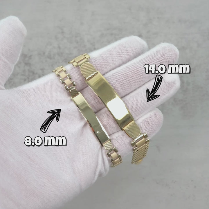 10k Gold Classic Rolex Chain Personalized ID Bracelet/Anklet (Hollow)