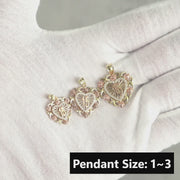 10k & 14k Gold Quinceanera Bloom Rose Two-Tone Heart Pendant