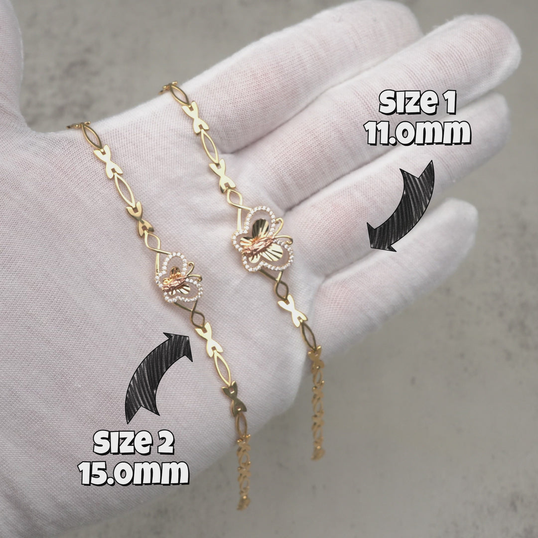 10k & 14k Gold VIrgin Mary Fancy Two-Tone Butterfly Bracelet