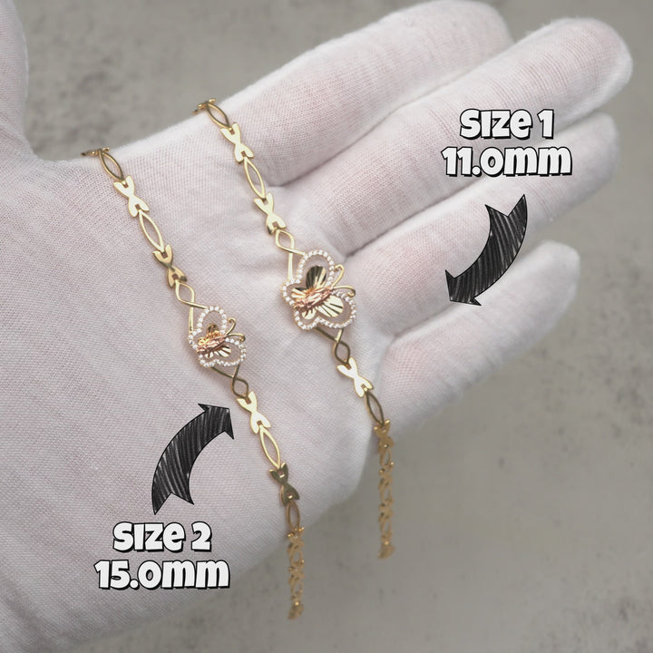 10k & 14k Gold VIrgin Mary Fancy Two-Tone Butterfly Bracelet