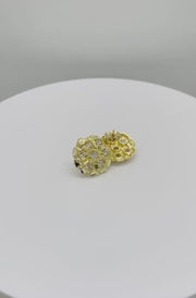 10k & 14k Gold Nugget Round CZ Stud Earrings