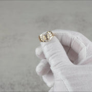 10k & 14k Solid Gold Chevron Quinceanera Heart CZ Ring