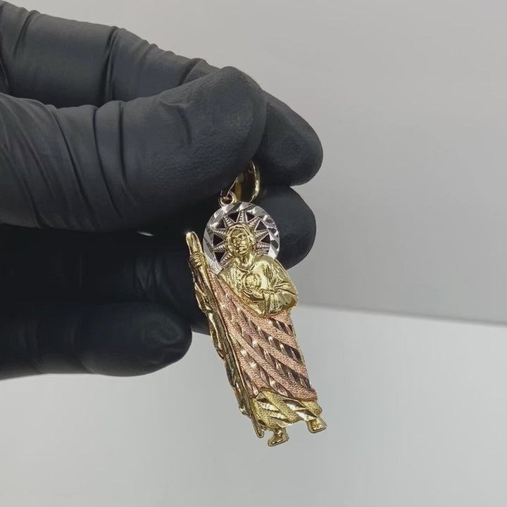10k & 14k Gold Golden San Judas Tri-Color DC Pendant
