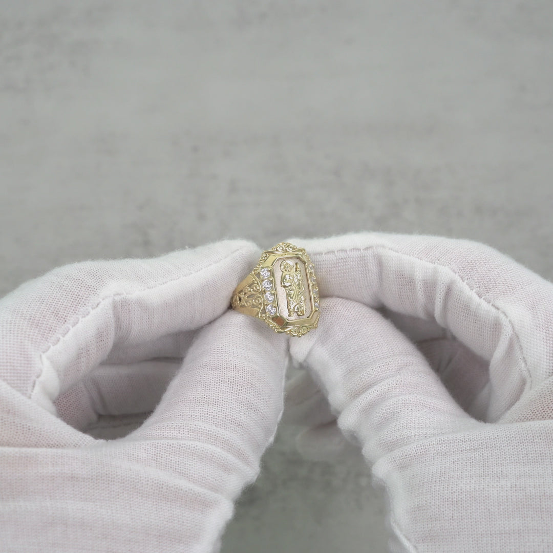 10k & 14k Gold San Judas Two-Tone CZ Royal Ring
