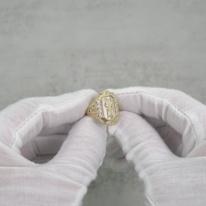 10k & 14k Gold San Judas Two-Tone CZ Royal Ring