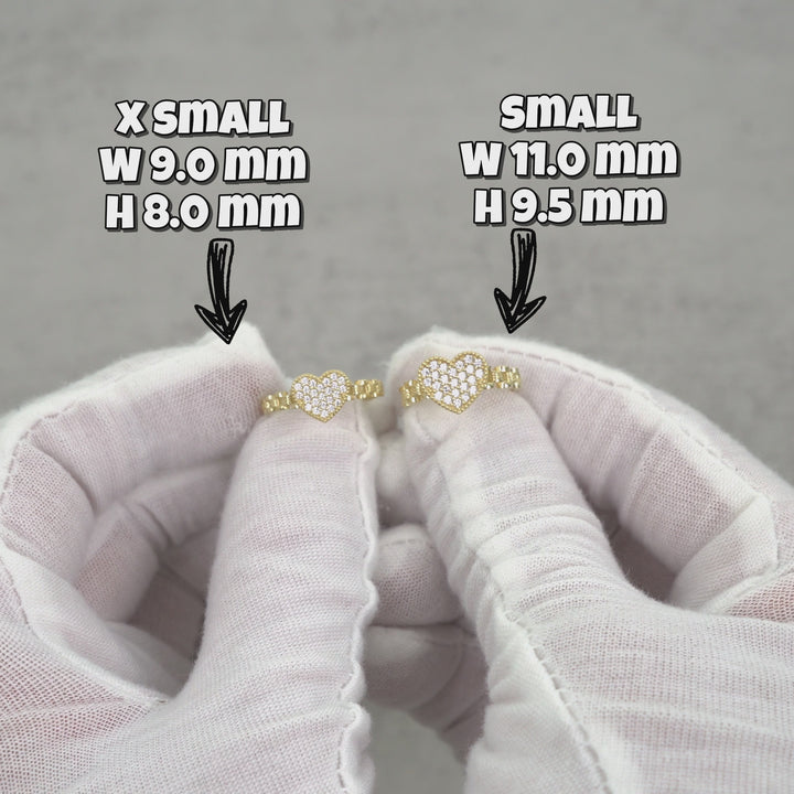 10k Gold Velia Mini Heart Rollie Band Ring (White)