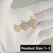 10k & 14k Gold San Judas Bloom Rose Two-Tone Heart Pendant