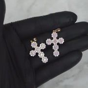 10k Gold Hex CZ Cross Pendant Necklace