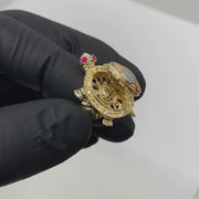 14k Gold Premium Tri-color Turtle CZ Ring