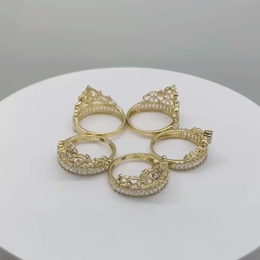 14k Gold Queen Crown CZ Ring
