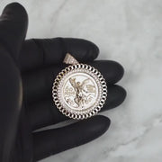 14k Gold Centenario Rollie Bezel Round CZ Pendant Necklace