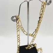 14k Gold Pave Figaro Chain (Hollow & Solid)