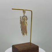 10k & 14k Gold Golden San Judas Tri-Color Pendant Necklace