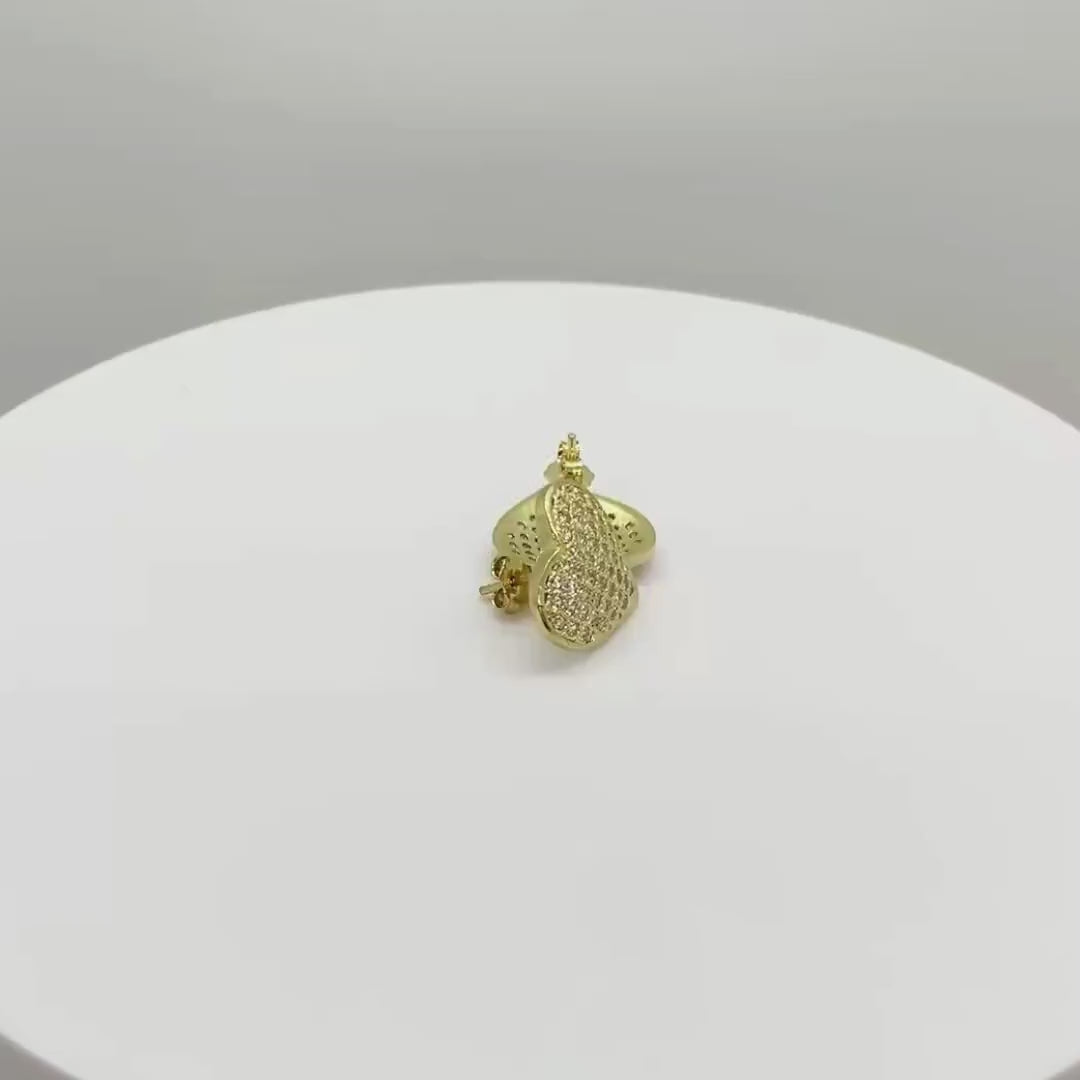 10k Solid Zest Concave Heart CZ Stud Earrings