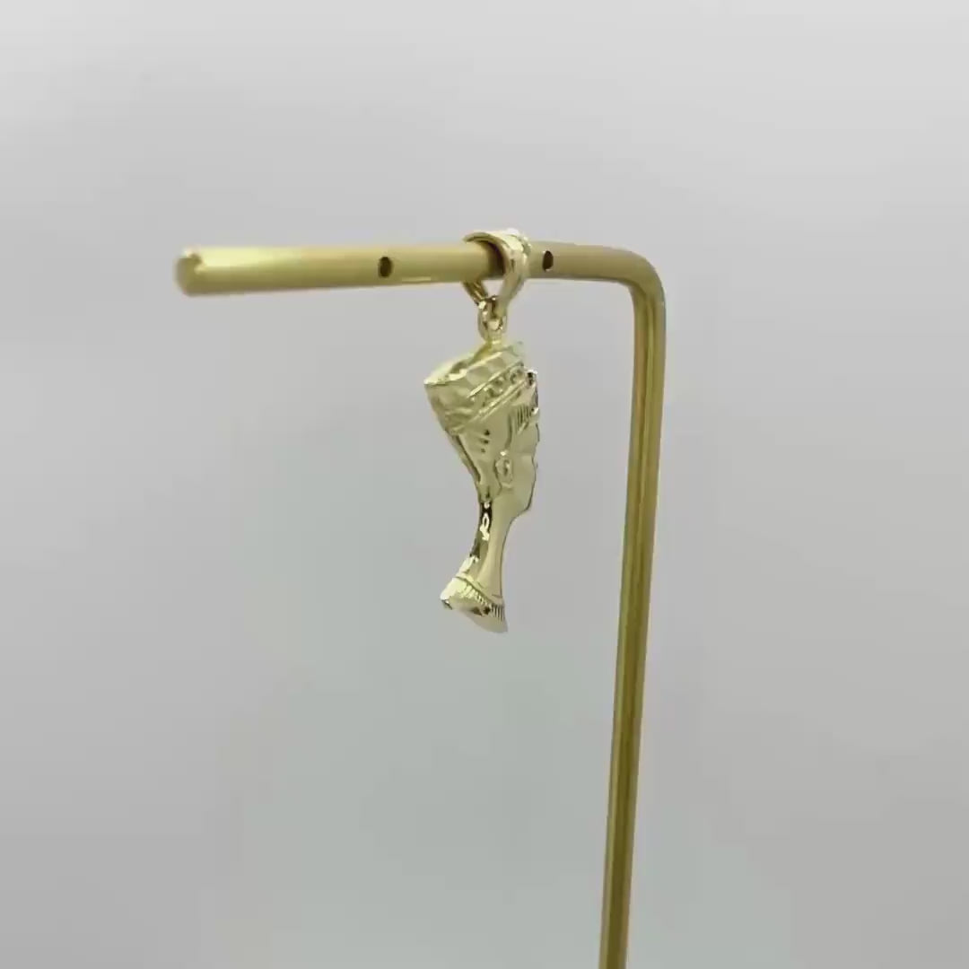 10k Solid Gold Queen Nefertiti Egyptian Pendant Charm Necklace for Men Women - Ancient Symbol of Power and Beauty Jewelry Gift for Him Her