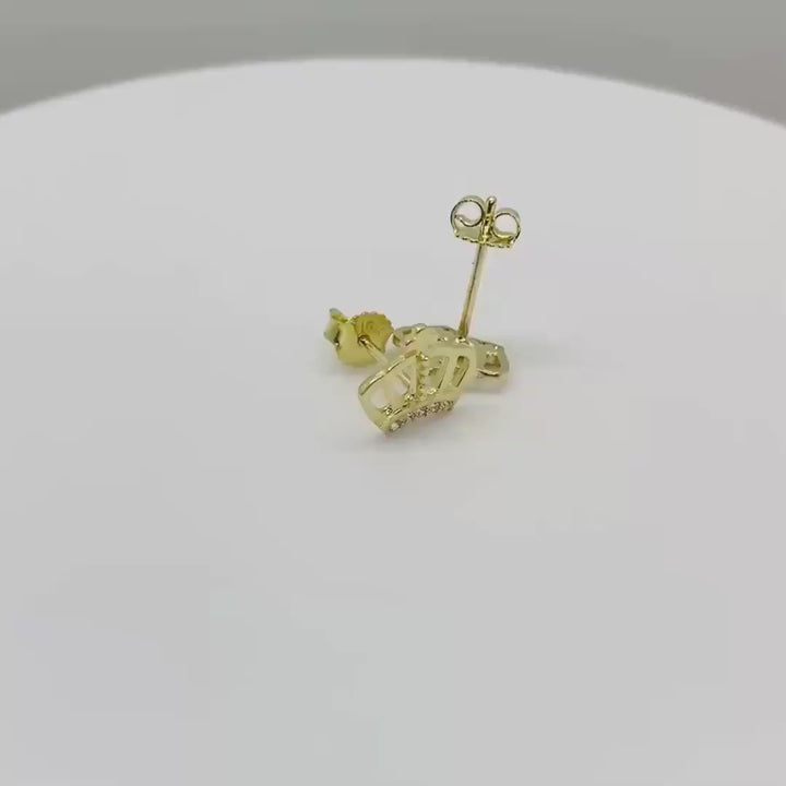 10k Gold Mini Queen Crown CZ Stud Earrings
