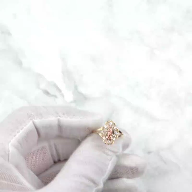 Short video showcasing the polished tricolor gold Virgin Mary ring from multiple angles.