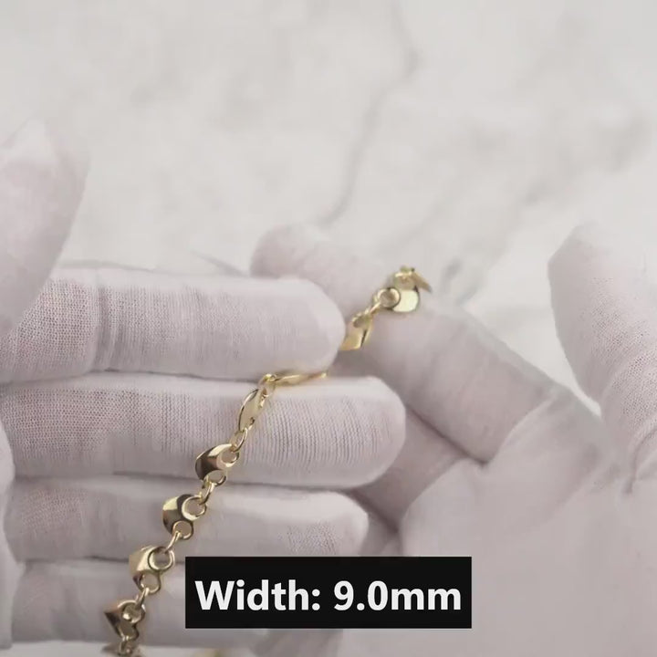 10k Gold Classic Puff Heart Gucci Chain Bracelet/Anklet (Hollow)