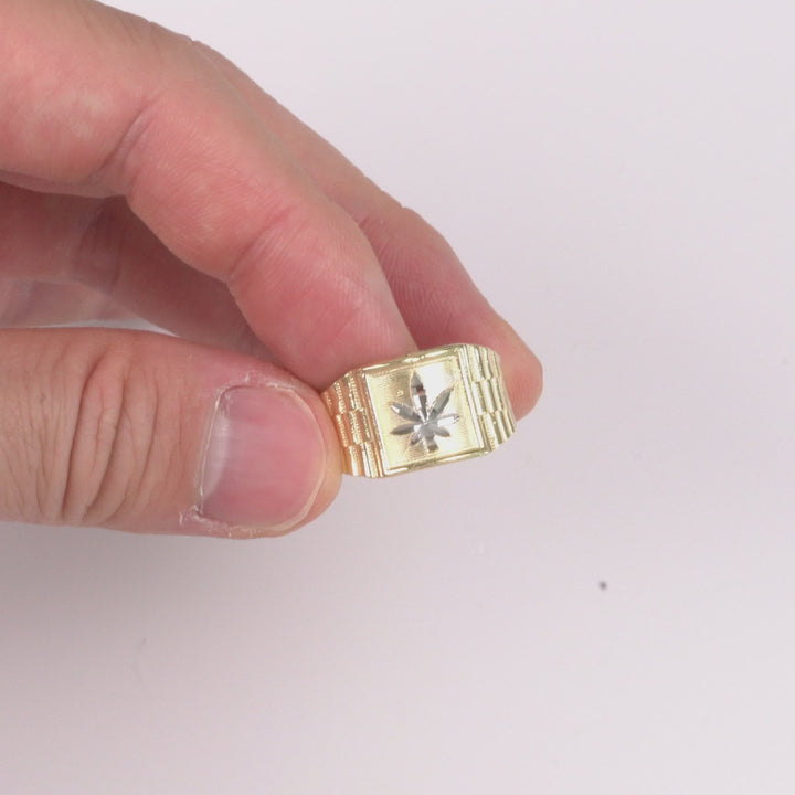 10k & 14k Gold Cannabis Leaf Rollie Ring