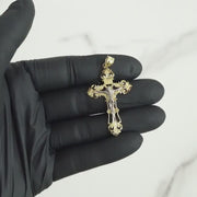 10k & 14k Gold INRI Two-Tone Luxe Crucifix Pendant Necklace (White Gold)