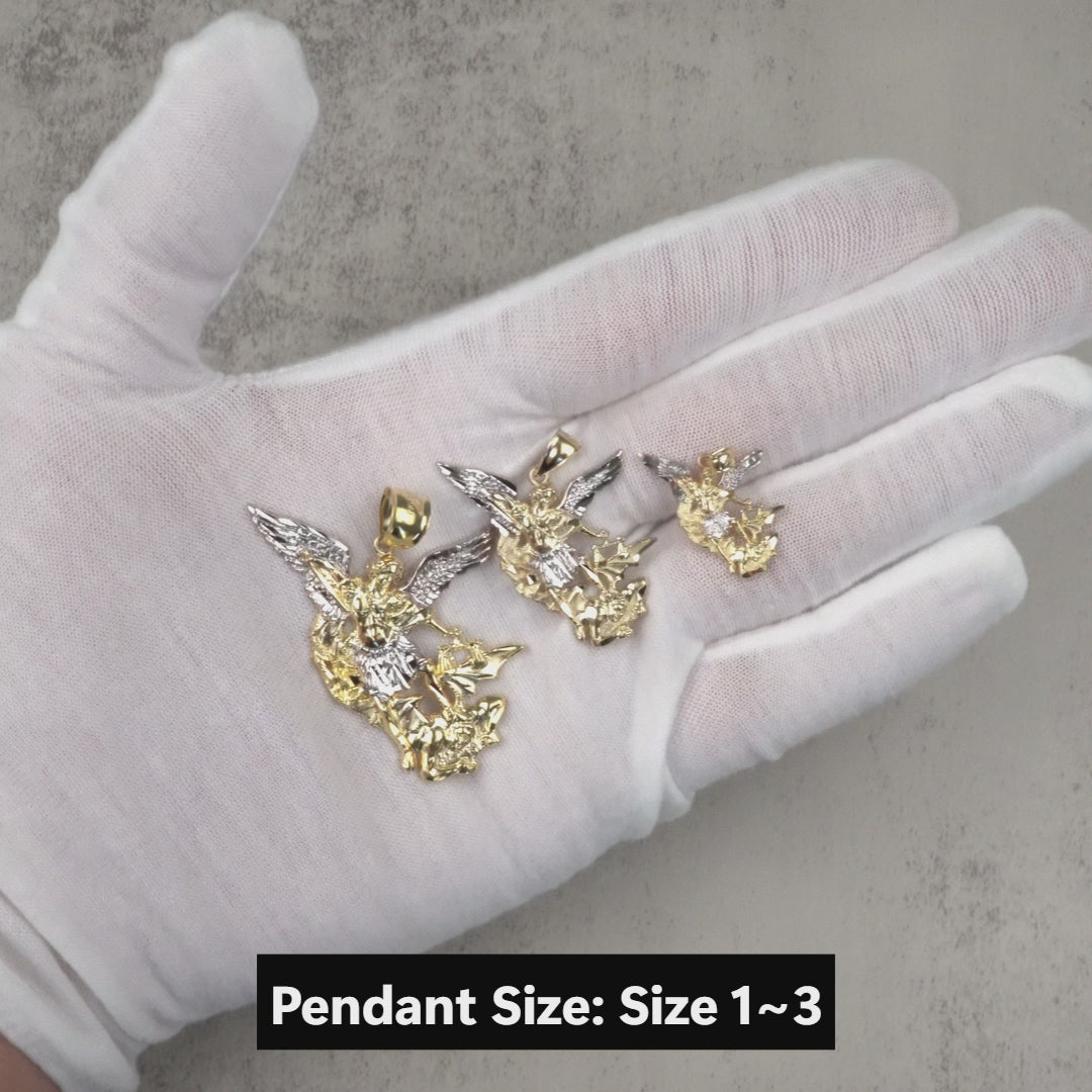 10k & 14k Gold Classic Saint Michael Two-Tone DC Pendant
