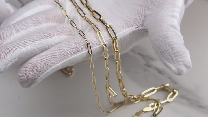 10k & 14k Gold Classic Fancy Paperclip Bracelet Anklet (Hollow)