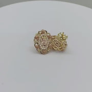 10k & 14k Gold Quinceanera Bloom Rose Tri-Color Stud Earrings