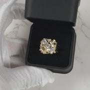 10k & 14k Gold Classic Nugget Square III CZ Ring